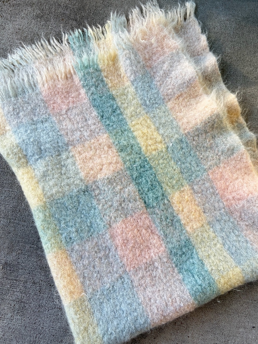 Vintage Glenn Cree Craig Na Cree 100% mohair blanket made in Scotland pastel